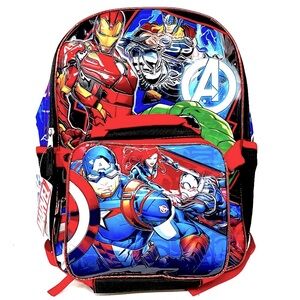 NEW Marvel Avengers Backpack 16” With Detachable Lunch Bag
